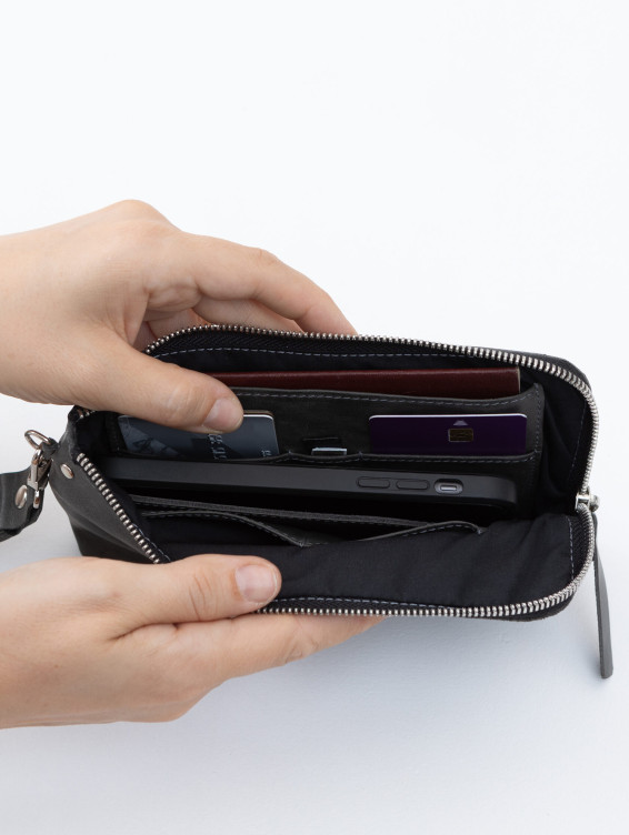 Кожаный клатч темно-серый