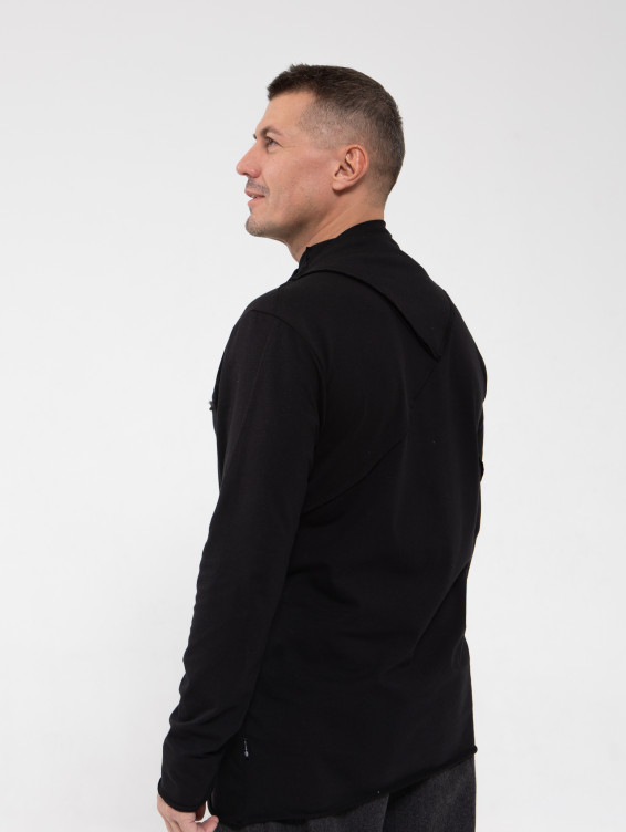 Асимметричная футболка с длинным рукавом черная