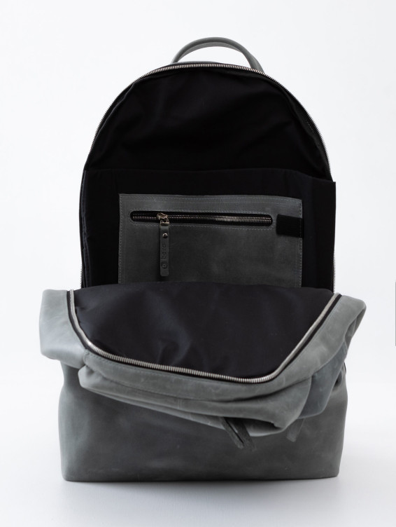 Рюкзак кожаный серый с винтажным эффектом