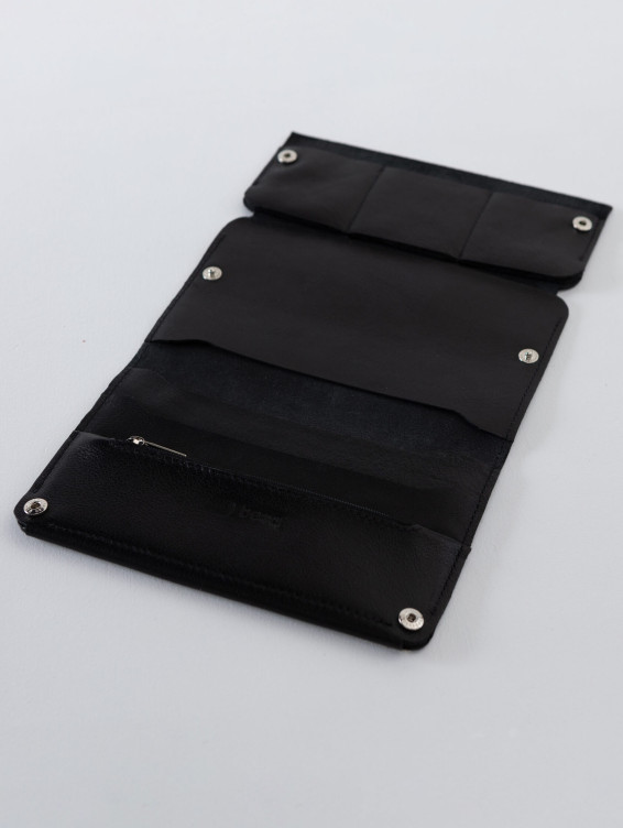 Кожаный холдер для документов, купюр и карт черный