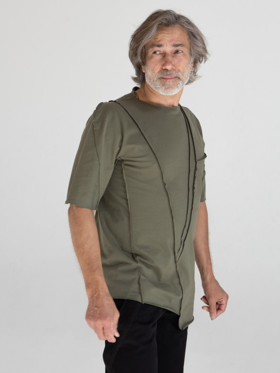 Асимметричная футболка зеленая