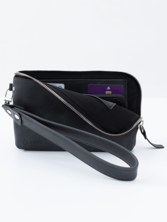 Кожаный клатч темно-серый