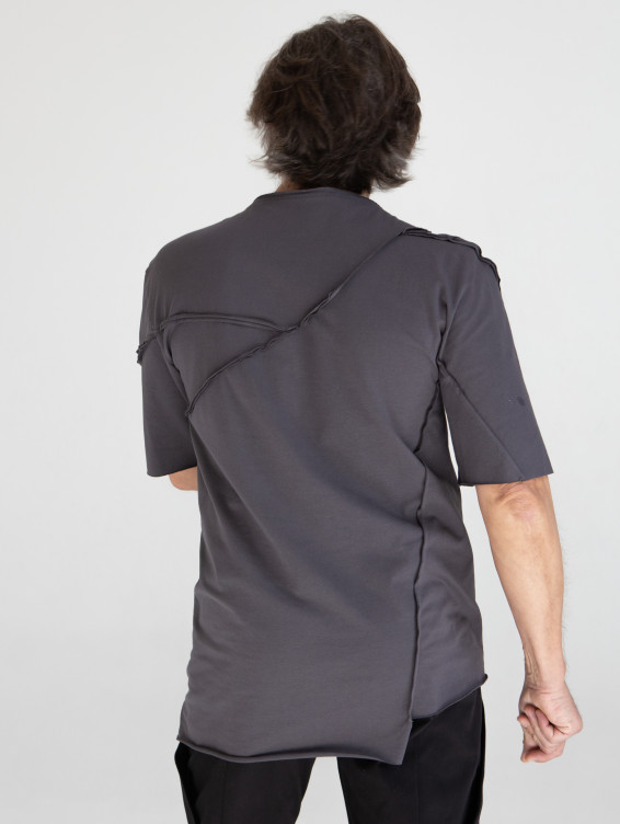 Асимметричная футболка темно-серая