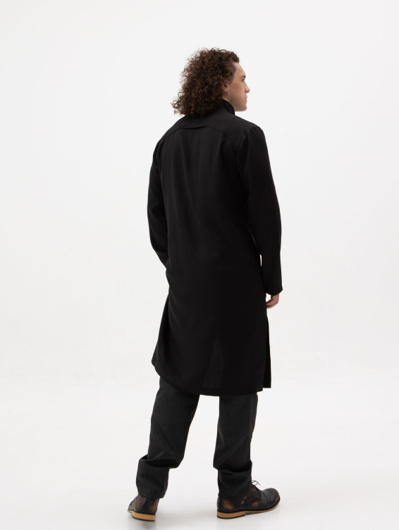 Длинная черная рубашка из вискозы