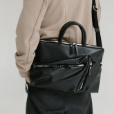 Кожаная сумка для ноутбука черная