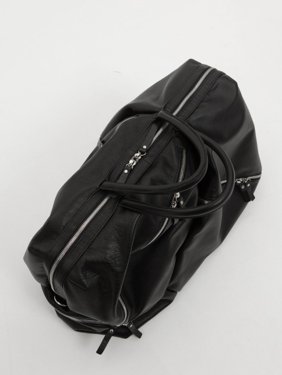 Кожаный саквояж черный