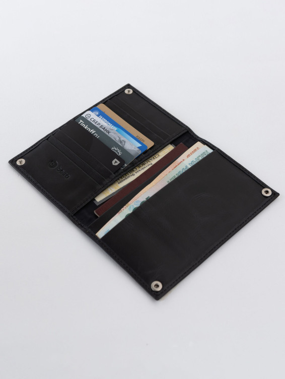 Кожаное портмоне на кнопке темно-серое