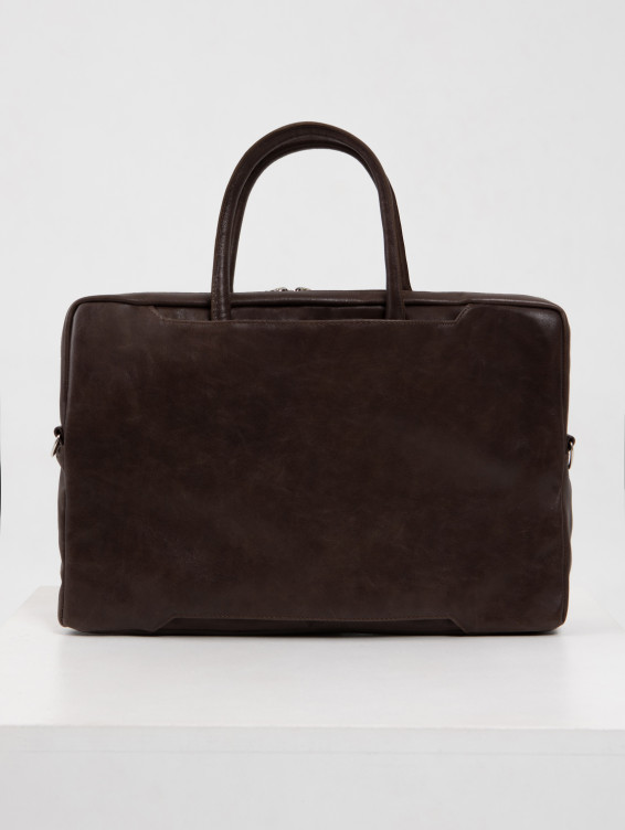 Кожаная сумка для ноутбука коричневая