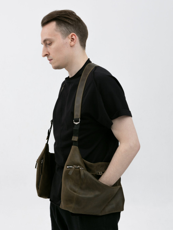 Кожаный жилет зеленый с винтажным эффектом