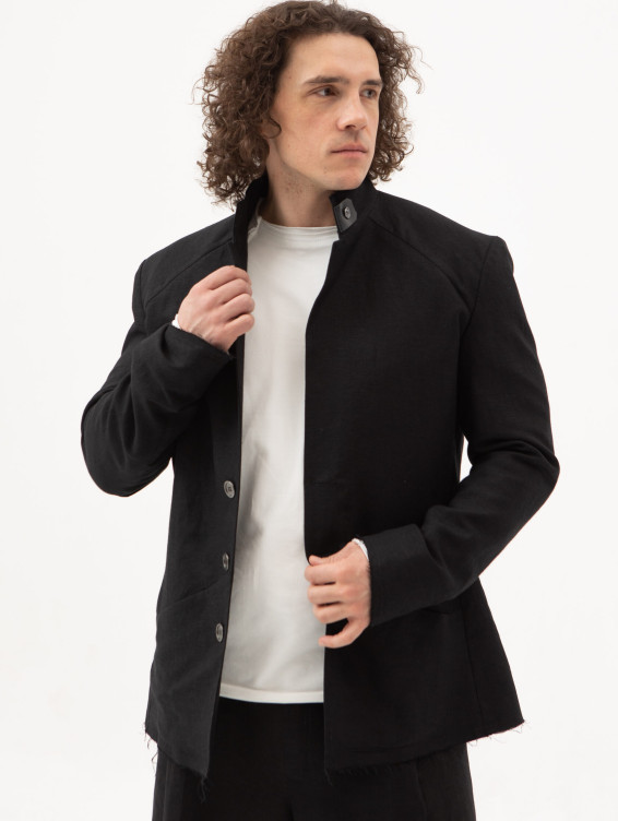 Жакет льняной черный