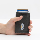 Кожаный кардхолдер темно-серый