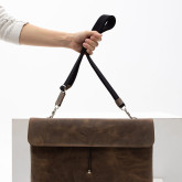 Кожаная сумка-папка для ноутбука коричневая с винтажным эффектом - изображение 3