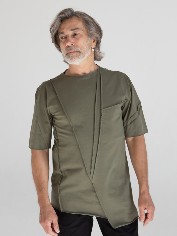 Асимметричная футболка зеленая