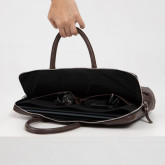 Кожаная сумка для ноутбука Rock коричневая, внутреннее отделение