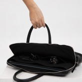 Кожаная сумка для ноутбука Rock черная, внутреннее отделение