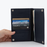 Кожаное портмоне на кнопке синее