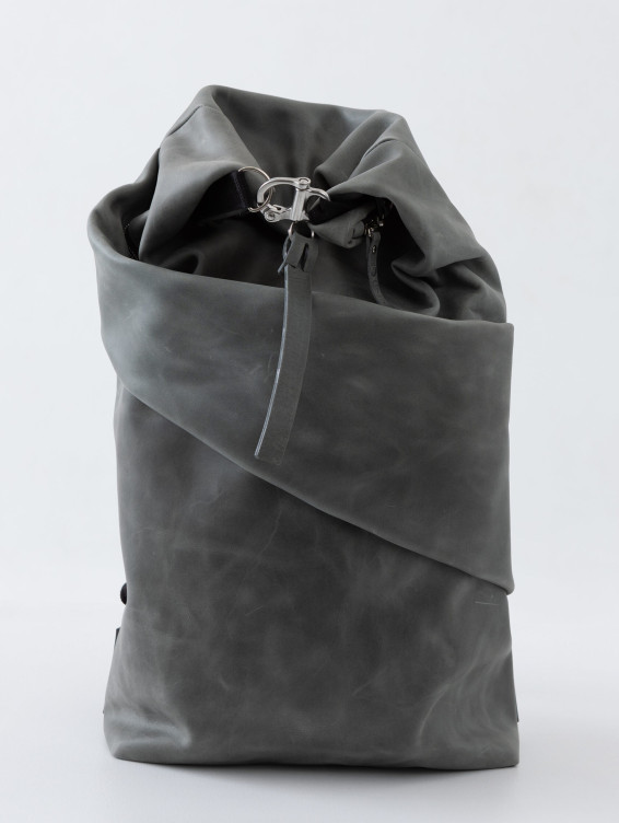 Роллтоп кожаный серый с винтажным эффектом