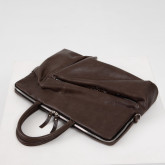 Кожаная сумка для ноутбука Rock коричневая, вид сбоку