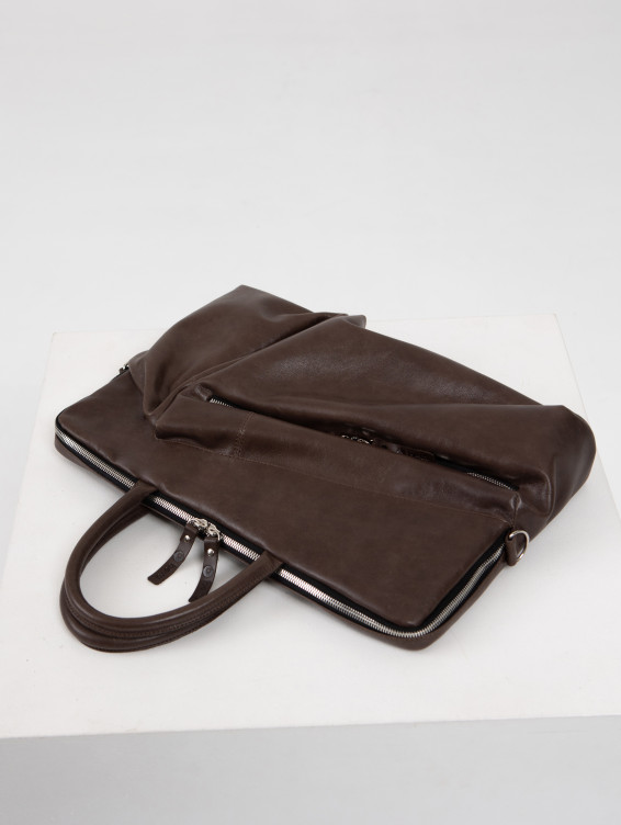 Кожаная сумка для ноутбука коричневая