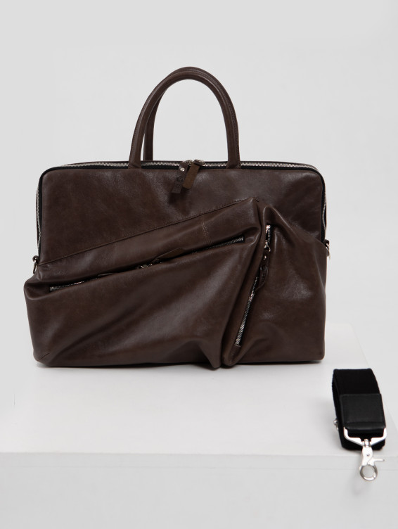 Кожаная сумка для ноутбука коричневая