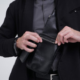 Кожаная сумка-карман черная - изображение 3