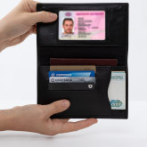 Кожаное портмоне водителя темно-серое