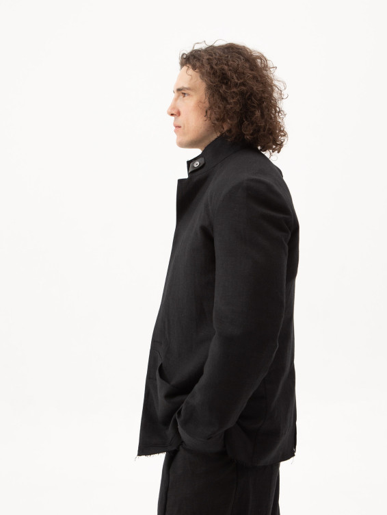 Жакет льняной черный