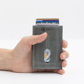 Кожаный кардхолдер серый с винтажным эффектом