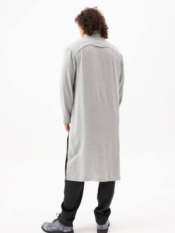 Длинная серая рубашка из вискозы