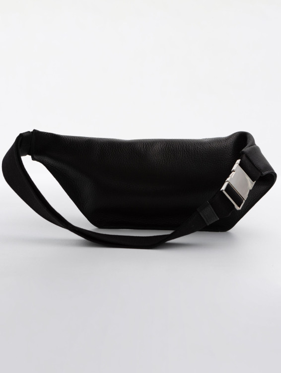 Кожаная поясная сумка черная