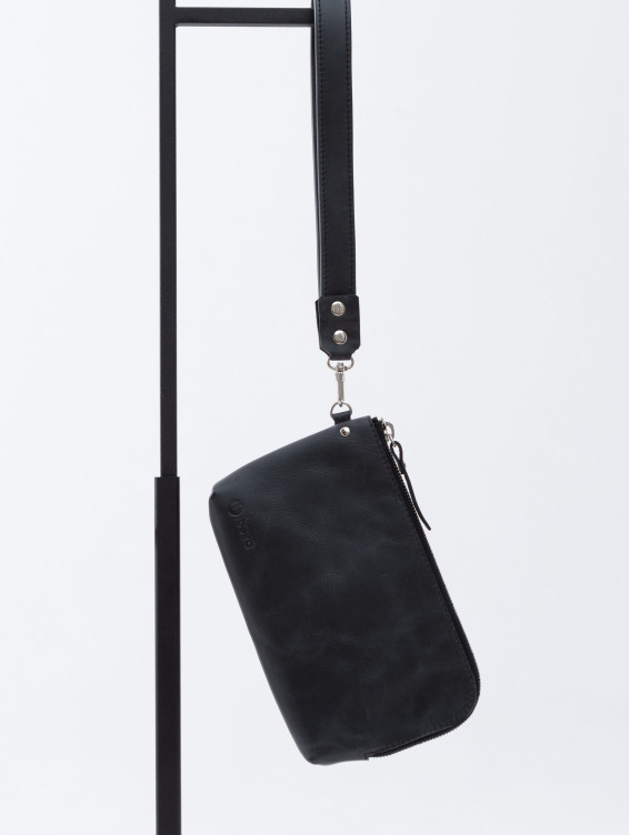 Кожаный клатч темно-серый