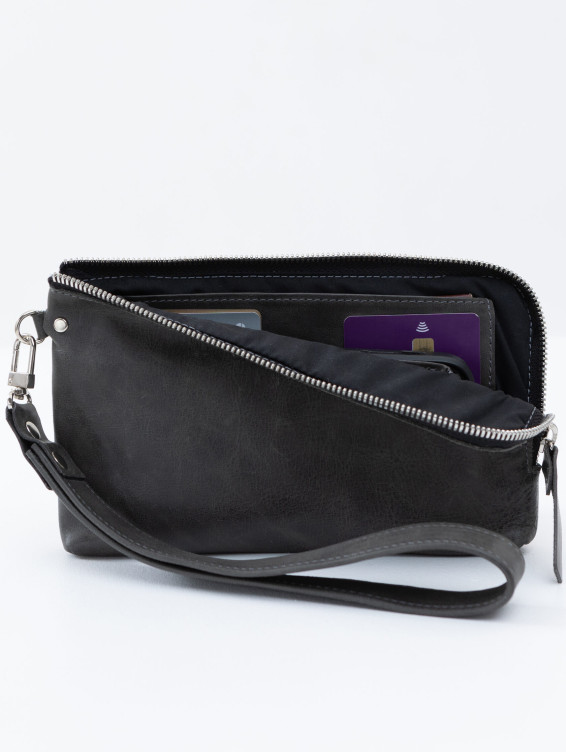 Кожаный клатч темно-серый