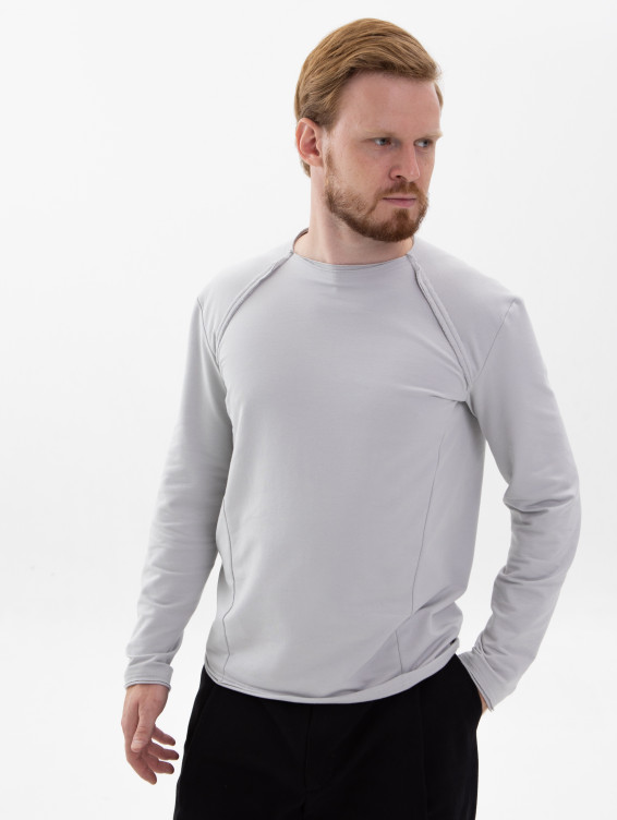 Футболка с длинным рукавом светло-серая