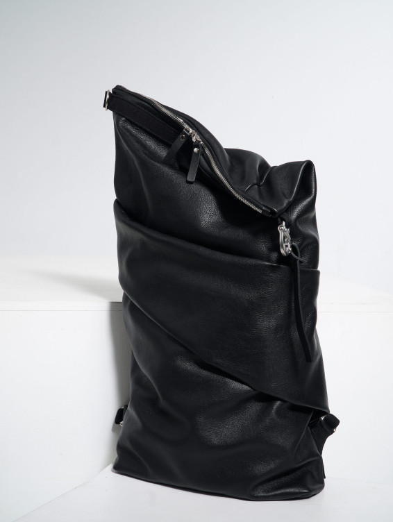 Роллтоп кожаный черный