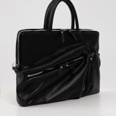 Кожаная сумка для ноутбука Rock черная, вид сбоку