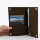 Кожаное портмоне на кнопке зеленое