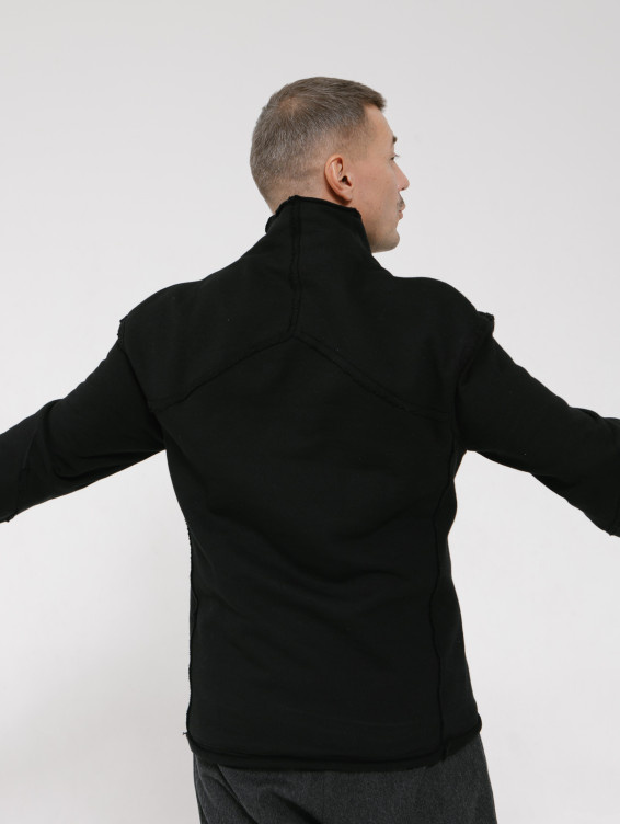 Хлопковый черный свитер-свитшот