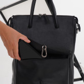 Кожаная сумка для ноутбука с креплением на ручку чемодана черная - изображение 2