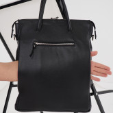 Кожаная сумка для ноутбука с креплением на ручку чемодана черная - изображение 6