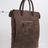 Кожаная сумка для ноутбука с креплением на ручку чемодана коричневая с винтажным эффектом - изображение 2