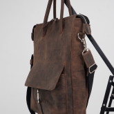 Кожаная сумка для ноутбука с креплением на ручку чемодана коричневая с винтажным эффектом - изображение 4