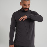 Асимметричная футболка с длинным рукавом темно-серая