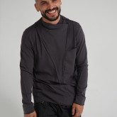 Асимметричная футболка с длинным рукавом темно-серая, вид спереди