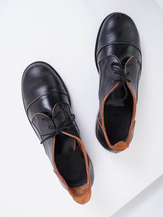 Кожаные туфли Барселона черно-коричневые