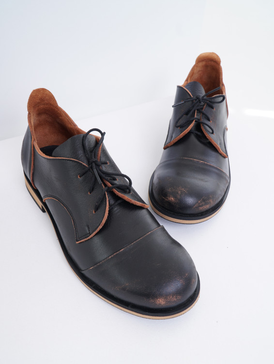 Кожаные туфли Барселона черно-коричневые