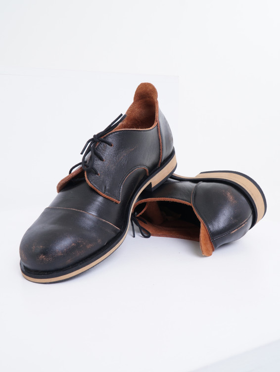 Кожаные туфли Барселона черно-коричневые