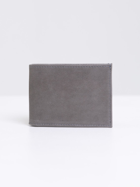 Тонкий кожаный кошелек серый