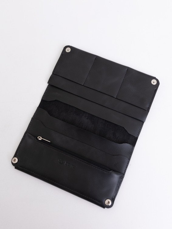 Кожаный холдер для документов, купюр и карт темно-серый