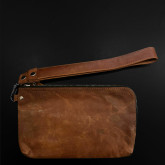 Кожаный клатч рыжий с винтажным эффектом