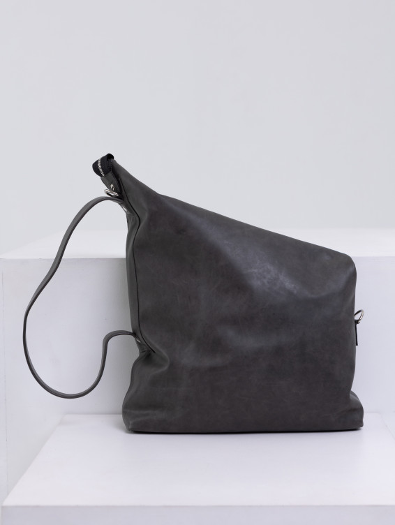 Кожаная сумка-трансформер темно-серая
